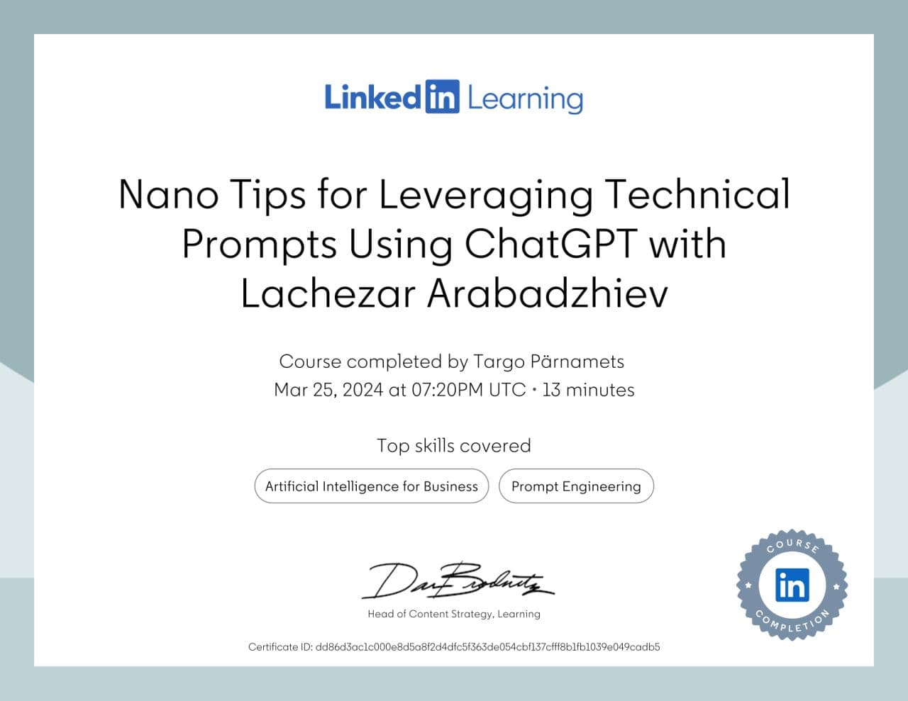 Nano Näpunäited Tehniliste Promotede Kasutamiseks ChatGPT-ga: Targo Pärnamets Läbis LinkedIn Learningu Kursuse